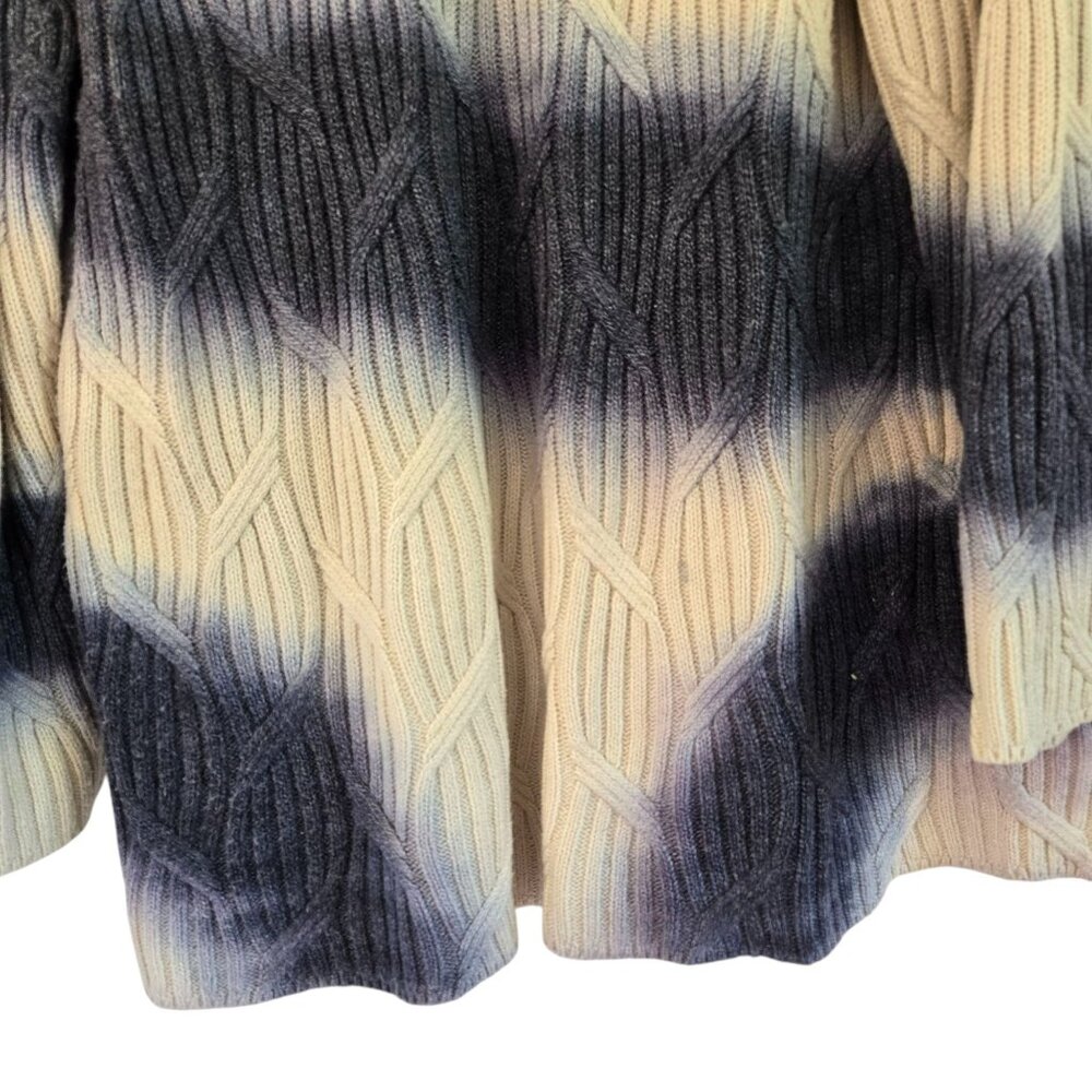 J.Jill Pure Jill Women's Cable Knit Cardigan Open Front Blue Ivory Tie-dye Large - Picture 9 of 16